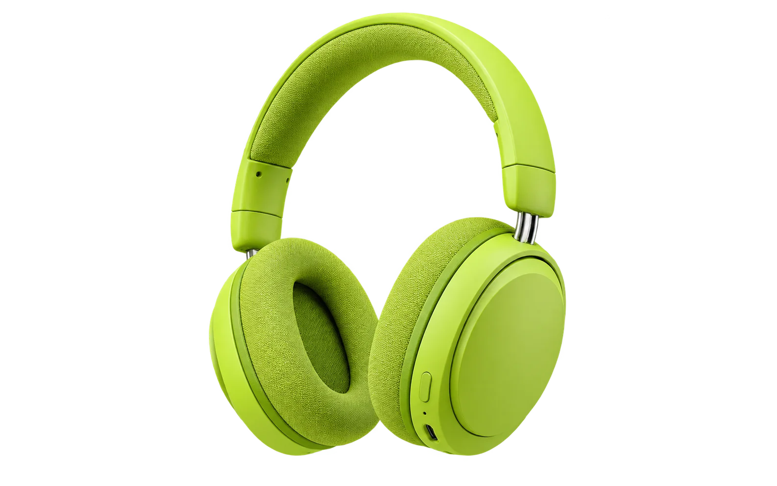 Lime green headphones isolated as a transparent product cutout.